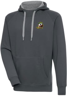 Mens Oregon Ducks Charcoal Antigua Victory Hooded Sweatshirt