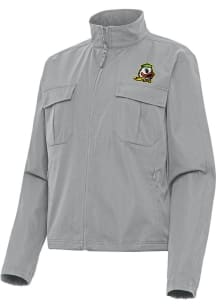 Womens Oregon Ducks Grey Antigua Even Par Light Weight Jacket