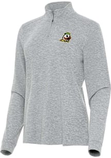 Antigua Oregon Ducks Womens Grey Mentor Qtr Zip Pullover