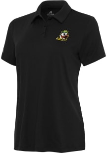 Antigua Oregon Ducks Womens Black Reprocess Recycled Short Sleeve Polo Shirt