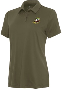 Antigua Oregon Ducks Womens Olive Reprocess Recycled Short Sleeve Polo Shirt