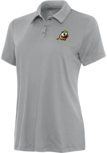 Antigua Oregon Ducks Womens Grey Reprocess Recycled Short Sleeve Polo Shirt