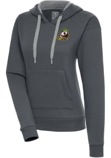 Womens Oregon Ducks Charcoal Antigua Victory Hooded Sweatshirt