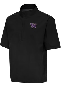 Mens Washington Huskies Black Antigua Brisk Short Sleeve Jacket