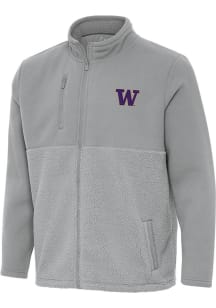 Mens Washington Huskies Grey Antigua Daily Fused Medium Weight Jacket