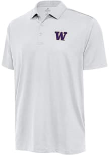 Mens Washington Huskies White Antigua Ellipse Short Sleeve Polo Shirt