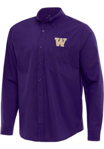 Mens Washington Huskies Purple Antigua Flight Long Sleeve Dress Shirt