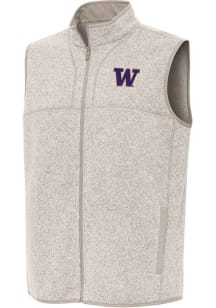 Mens Washington Huskies Oatmeal Antigua Fortune Vest