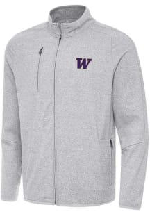 Mens Washington Huskies Grey Antigua Hold Up Light Weight Jacket