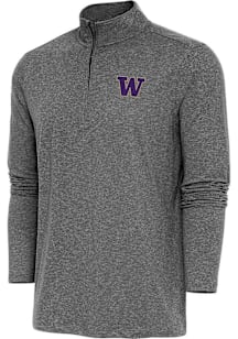 Antigua Washington Huskies Mens Black Hunk Long Sleeve Qtr Zip Pullover