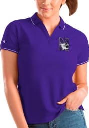 Antigua Northwestern Wildcats Womens Purple Affluent Short Sleeve Polo Shirt