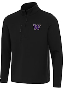 Antigua Washington Huskies Mens Black Insider Long Sleeve Qtr Zip Pullover