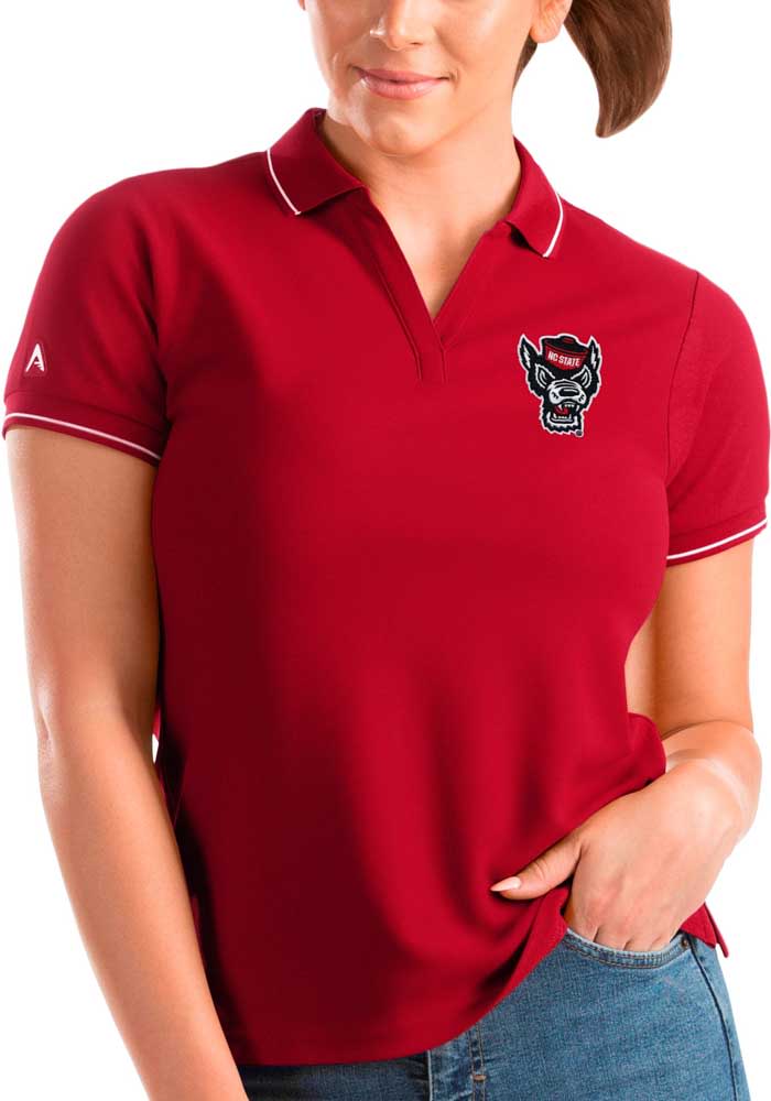 Antigua NC State Wolfpack Womens Red Affluent Short Sleeve Polo Shirt