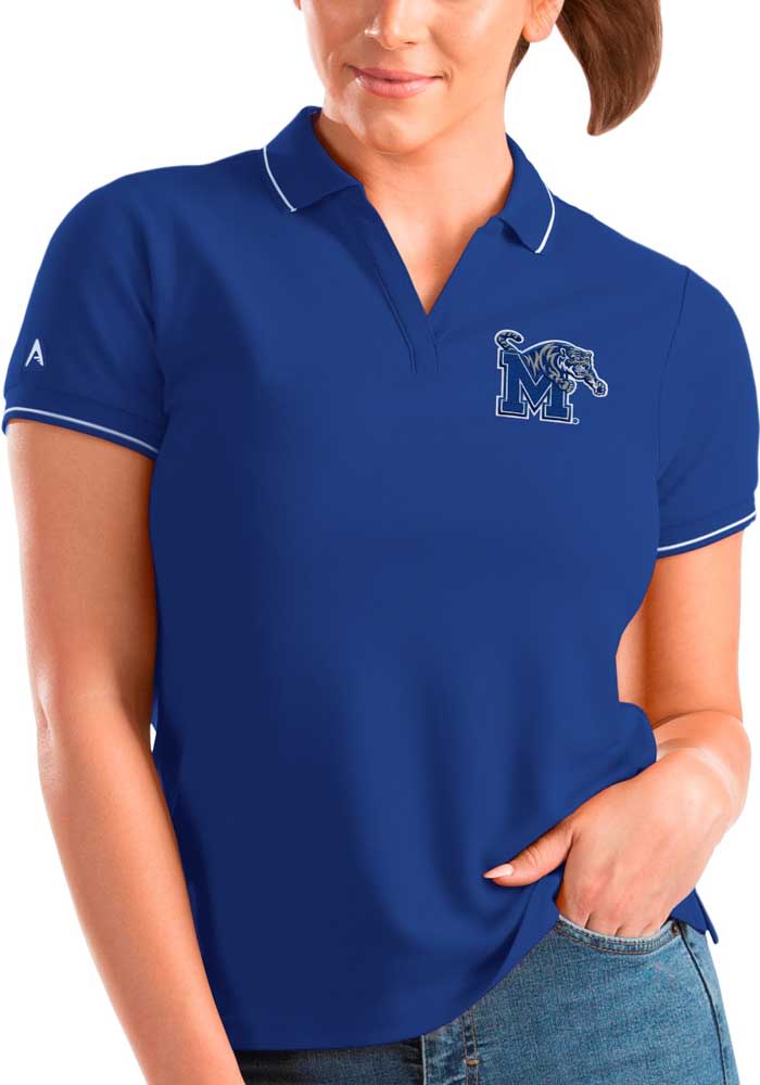 Antigua Memphis Tigers Womens Blue Affluent Short Sleeve Polo Shirt