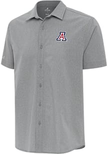 Antigua Arizona Wildcats Mens Grey Activate Short Sleeve Dress Shirt