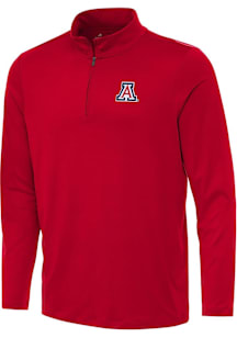 Antigua Arizona Wildcats Mens Red Reprocess Recycled Long Sleeve Qtr Zip Pullover