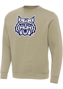 Antigua Arizona Wildcats Mens Khaki Full Front Victory Long Sleeve Crew Sweatshirt