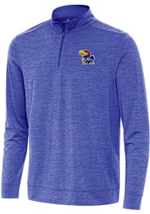 Antigua Kansas Jayhawks Mens Blue Bright Long Sleeve Qtr Zip Pullover