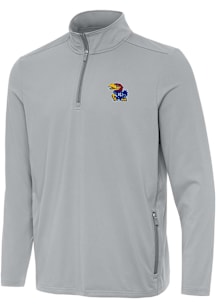 Antigua Kansas Jayhawks Mens Grey Perilous Long Sleeve Qtr Zip Pullover