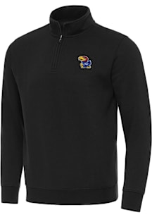 Antigua Kansas Jayhawks Mens Black Victory Long Sleeve Qtr Zip Pullover