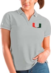 Antigua Miami Hurricanes Womens Grey Affluent Short Sleeve Polo Shirt