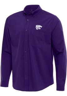 Mens K-State Wildcats Purple Antigua Flight Long Sleeve Dress Shirt