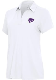 Womens K-State Wildcats White Antigua Era Short Sleeve Polo Shirt