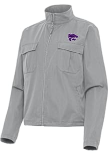 Antigua K-State Wildcats Womens Grey Even Par Light Weight Jacket