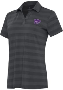 Womens K-State Wildcats Grey Antigua Tunnel Short Sleeve Polo Shirt