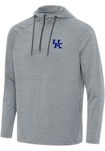 Antigua Kentucky Wildcats Mens Grey Spikes Long Sleeve Qtr Zip Pullover