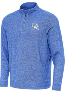 Antigua Kentucky Wildcats Mens Blue Subtle Long Sleeve Qtr Zip Pullover