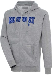 Antigua Kentucky Wildcats Mens Grey Split Victory Long Sleeve Full Zip Jacket