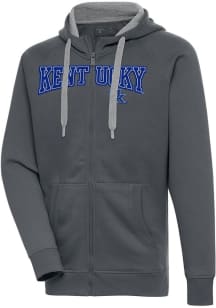 Antigua Kentucky Wildcats Mens Charcoal Split Victory Long Sleeve Full Zip Jacket