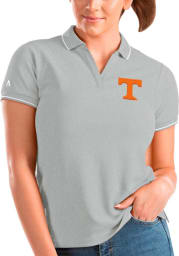 Antigua Tennessee Volunteers Womens Grey Affluent Short Sleeve Polo Shirt