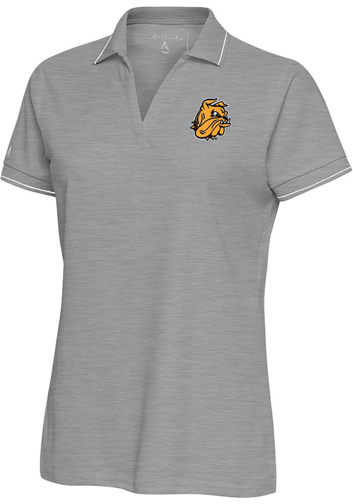 Antigua UMD Bulldogs Womens Grey Affluent Short Sleeve Polo Shirt