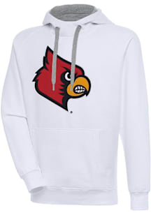 Antigua Louisville Cardinals Mens White Full Front Victory Long Sleeve Hoodie