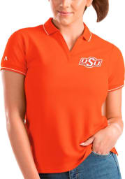 Antigua Oklahoma State Cowboys Womens Orange Affluent Short Sleeve Polo Shirt