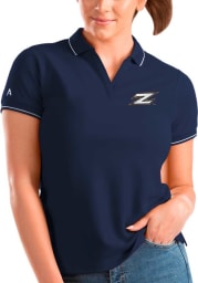 Antigua Akron Zips Womens Navy Blue Affluent Short Sleeve Polo Shirt