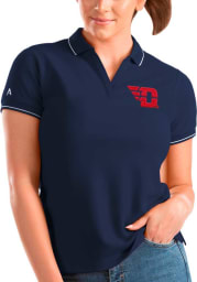 Antigua Dayton Flyers Womens Navy Blue Affluent Short Sleeve Polo Shirt