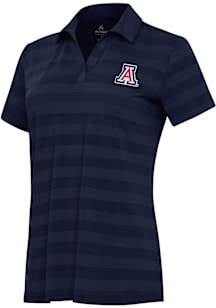 Antigua Arizona Wildcats Womens Navy Blue Tunnel Short Sleeve Polo Shirt