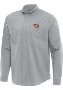 Antigua LSU Tigers Mens Grey Tigers Eye Flight Long Sleeve Dress Shirt