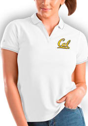 Antigua Cal Golden Bears Womens White Affluent Short Sleeve Polo Shirt