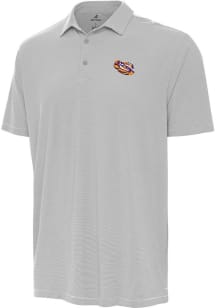 Antigua LSU Tigers Mens Grey Tigers Eye Twine Short Sleeve Polo