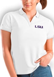 Antigua LSU Tigers Womens White Affluent Short Sleeve Polo Shirt