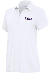 Antigua LSU Tigers Womens White Era Short Sleeve Polo Shirt