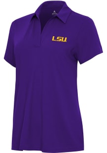 Antigua LSU Tigers Womens Purple Era Short Sleeve Polo Shirt