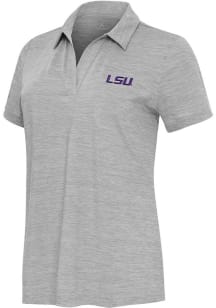 Antigua LSU Tigers Womens Grey Layout Short Sleeve Polo Shirt