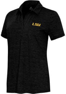 Antigua LSU Tigers Womens Black Layout Short Sleeve Polo Shirt