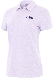 Antigua LSU Tigers Womens Lavender Matter Short Sleeve Polo Shirt