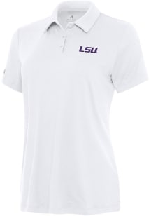 Antigua LSU Tigers Womens White Reprocess Recycled Short Sleeve Polo Shirt